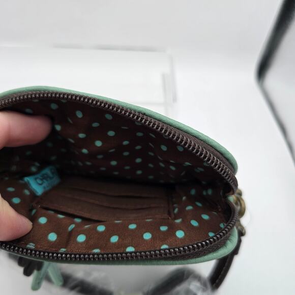 Chala Turtle Crossbody Bag Convertible Cell Phone Teal Stripe 7" x 5" NWT - Picture 5 of 10